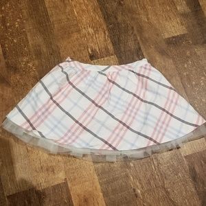 Girls plaid skirt with a tulle hem